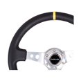 thumbnail image 3 of NRG Innovations RST-006SL Volant Renforcé (Volant Sport de 350 mm (3 Pouces de Profondeur) - Rayons Argentés avec Trous Ronds/cuir Noir), 3 of 3