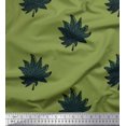 thumbnail image 1 of Soimoi Polyester Crepe Fabric Leaves Block Printed Fabric 1 Yard 42 Inch Wide, 1 of 5