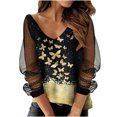 thumbnail image 1 of CEHVOM Blouse à Manches Longues en Maille Imprimée pour Femmes, Col en V, Tunique Chandail, 1 of 5