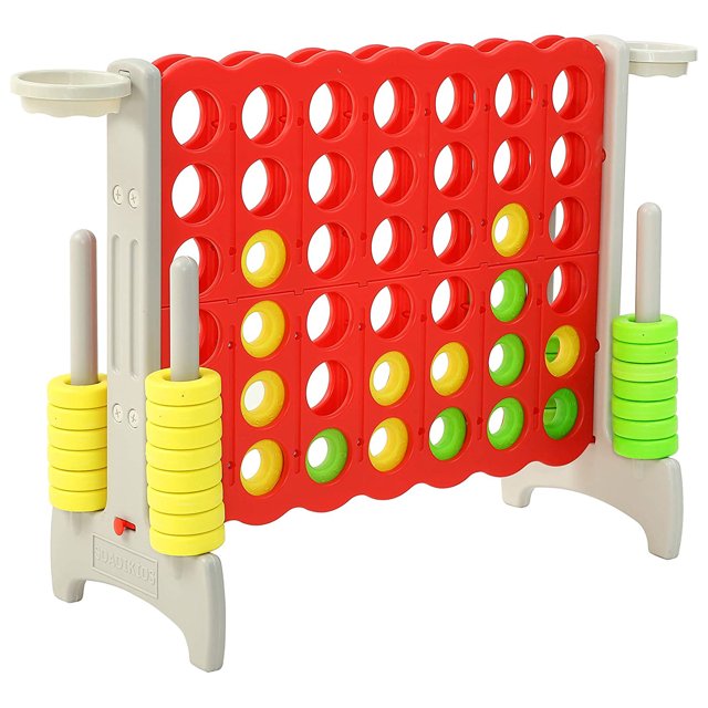 SDADI Jeu Géant de 64 Pouces 4-en-Ligne et Jeu de Basketball au Sol, Gris et Rouge