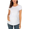 thumbnail image 1 of Vêtements de Grossesse Offres de l'Action de Grâce Liquidation Été Vêtements de Maternité pour Femmes Col Rond Manches Courtes Volants Pli Hauts de Grossesse, 1 of 5