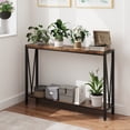 thumbnail image 1 of Table Console d'Entrée Étroite et Longue de Style Industriel avec Étagères à 2 Niveaux - Design en V, Tables de Sofa Minces avec Cadre Métallique Robuste, Parfaites pour le Couloir, le Salon, le Vestibule, le Bureau, 1 of 7