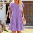 thumbnail image 2 of Liquidation d'Économies d'Été RKSTN Robe d'Été pour Femmes, Couleur Unie, Col Rond, Manches Courtes, Robe de Fête, Robe de Plage Ample, 2 of 9