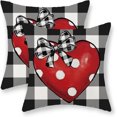thumbnail image 1 of Housses de Coussin de la Saint-Valentin 20x20, Ensemble de 2, Pois Rouges, Cœur, Nœud, Déco, Coussins Décoratifs de la Saint-Valentin, Taie d'Oreiller à Carreaux Buffalo pour Anniversaire, Housse de Coussin d'Extérieur pour les Fêtes, Décoration de Maison, 1 of 6