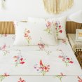 thumbnail image 4 of Move Over 4 pcs Floral Sheet Set King Botanical Fitted Sheet Flowers Pattern All Around Elastics Deep Pocket Sheet, 4 of 8
