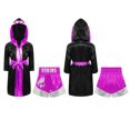 thumbnail image 1 of Fldy Kids Boys Boxing Uniform Set 2Pcs Boxing Robe And MMA Shorts Boxer Costume Halloween Outfit Black Hot Pink 16, 1 of 4