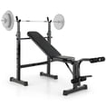 thumbnail image 1 of Gymax Ensemble de Banc de Musculation à Inclinaison Réglable avec Barre et Support, avec Révélateur de Jambes, Appareil de Mise en Forme, 1 of 10