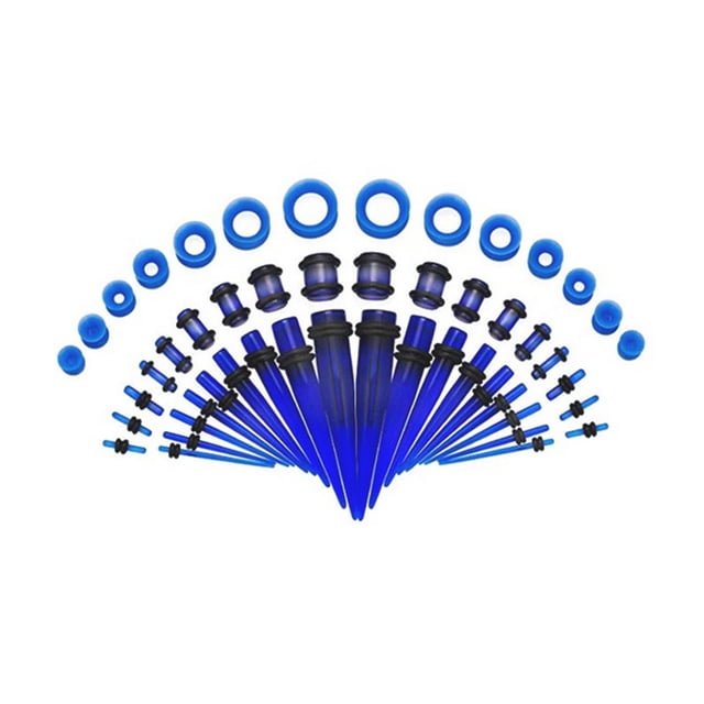 relayinert 54pcs Premium Gift Ear Gauges Expander Set For Fashionable Ear Stretches Popular Blue