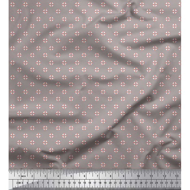 Soimoi Polyester Crepe Fabric Swimming Ring Small Printed Fabric 1 Yard 52 Inch Wide