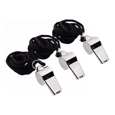 Sifflets avec Lanière, Sifflet d'Arbitre en Métal Acier Inoxydable Sifflet Supplémentaire avec Lanière pour École Sports Soccer Football Basketball 3 Pcs, Sifflet avec Lanière