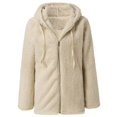 thumbnail image 3 of Womens Fuzzy Fleece Jackets 2023 Clearance Solid Zipper Sharpa Coat Fall Winter Warm Thick Hooded Jacket with Pockets, 3 of 6