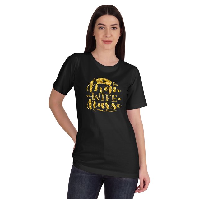 Inkmeso T-shirt Maman Épouse Infirmière Hauts pour Femmes T-shirt Graphique à Col Rond