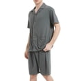 thumbnail image 2 of LSLJS Men's Pajama Set Sleepwear Lightweight Quick Dry Short Sleeve Shirts Shorts Soft Comfy Sleep Sets, Pajamas for Men Set Summer Clothes, 2 of 8