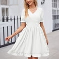 thumbnail image 5 of Dvprdro Robe en Chiffon pour Femmes, Mode Été, Col en V, Manches Courtes, à Volants Plissés, Décontractée, Ample, Boho, Plage, Soleil, Mini Robe, 5 of 5