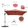 thumbnail image 4 of Costway 10Ft Square Patio Offset Cantilever Umbrella 360 Degree Tilt Aluminum Brick Red, 4 of 10