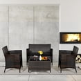 thumbnail image 4 of Gymax Ensemble de Conversation en Rotin pour Patio 4 Pcs, Extérieur, avec Coussin Noir, 4 of 10