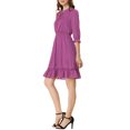 thumbnail image 4 of INSPIRE CHIC Women's Layered Ruffle Hem 3/4 Sleeves Smocked Chiffon A-Line Dress S Grape Purple, 4 of 8