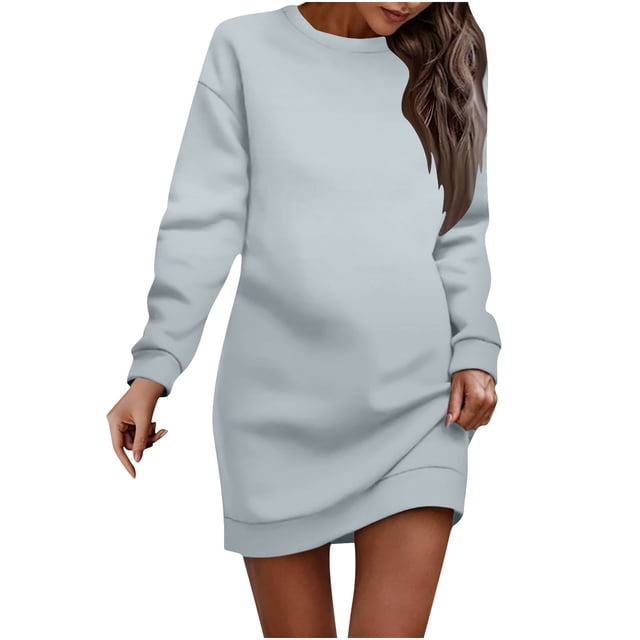 Gspmoly Robe pour Femme, Robe Décontractée à Col Rond et Manches Courtes, Robe Chandail de Couleur Gris Pâle Uni. Conçue pour Femmes, Cette Robe Respirante et Légère Est Idéale pour le Port Quotidien, les Sorties Décontractées, les Voyages, les Vacances et les Événements des Fêtes. la Robe Présente une Coupe Décontractée et une Épaisseur standard, Convient à Toutes les Saisons et Constitue un Cadeau des Fêtes Attentionné.