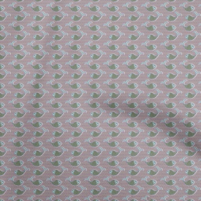 oneOone Cotton Silk Pink Fabric Kalamkari Fish Sewing Material Print Fabric By The Yard 42 Inch Wide