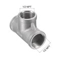 thumbnail image 2 of Unique Bargains 1/2 NPT Female Thread Tee Pipe Fitting Hose Adapter 304 Stainless Steel, 2 of 5