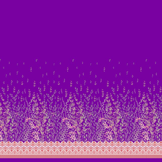 Soimoi Moss Georgette Fabric Damask & Leaves Panel Decor Fabric Printed Yard 42 Inch Wide