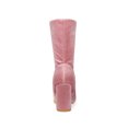 thumbnail image 4 of Unique Bargains Bottes Mi-Mollet Pliables à Talons Blocs à Bout Rond pour Femmes Rose (Taille 8), 4 of 8