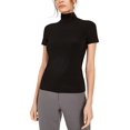 thumbnail image 2 of Anne Klein Haut à Manches Courtes Col Montant pour Femmes, Anne Noir, Très Petit, 2 of 3