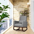 thumbnail image 3 of Patiojoy 2-in-1 Upholstered Rocking Chair with Wood Leg & Pillow Relax Sofa Chair Dark Gray, 3 of 10