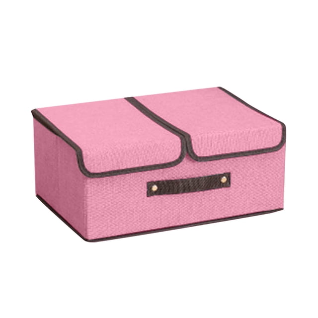 Cube de Rangement Décoratif Pliable en Lin avec Couvercle et Poignées pour l'Organisation de la Maison et le Rangement des Vêtements