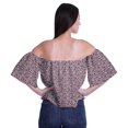 thumbnail image 4 of Moomaya Womens Printed Off The Shoulder Crop Top Flounce Sleeve Summer Clothing Boho Blouse, 4 of 5