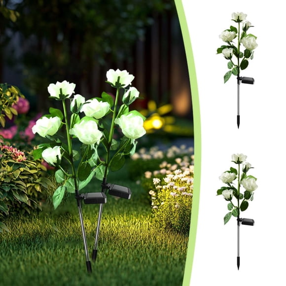 Feltree Lumières à Fleurs de Rose à 5 Têtes à Énergie Solaire pour Jardin Extérieur, Patio, Pelouse - Prise de Sol Décorative Imperméable Décoration de Vacances et de Fête