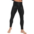 thumbnail image 2 of YUUMIN Men's Shiny Compression Pants Oil Glossy Stretchy Workout Sports Base Layer Trousers Black XXL, 2 of 6
