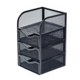 thumbnail image 1 of office Desk Accessories Mesh office Desk Supplies Storage Rack with 3 Drawers, Desk Storage Rack and Accessories, Stationery, Black office Desk with Drawers, 1 of 7