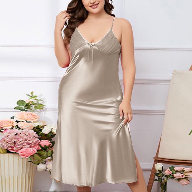 Chemises de Nuit pour Femmes Robe Décontractée Sans Manches Col en V Vêtements de Maison Slip Chemises Courtes