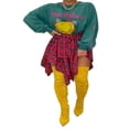 thumbnail image 1 of Jupe Courte Plissée Nouée pour Femmes, Taille Haute, Style Chemise Irrégulière, Mini Jupe à Carreaux, 1 of 2