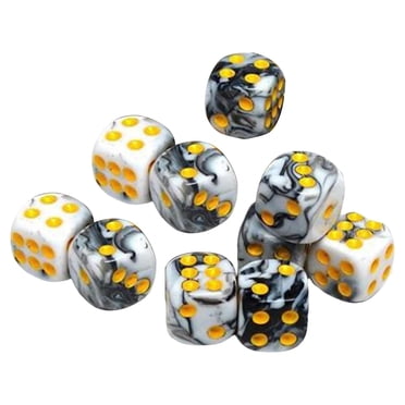 Milaget Pack of 10 Six Sided Dices Set Opaque Party DND RPG Math Teaching white Black White
