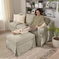 thumbnail image 3 of Harper 80W Sofa and Storage Ottoman with Slipcovers - Sand Basketweave Fabric, 3 of 6