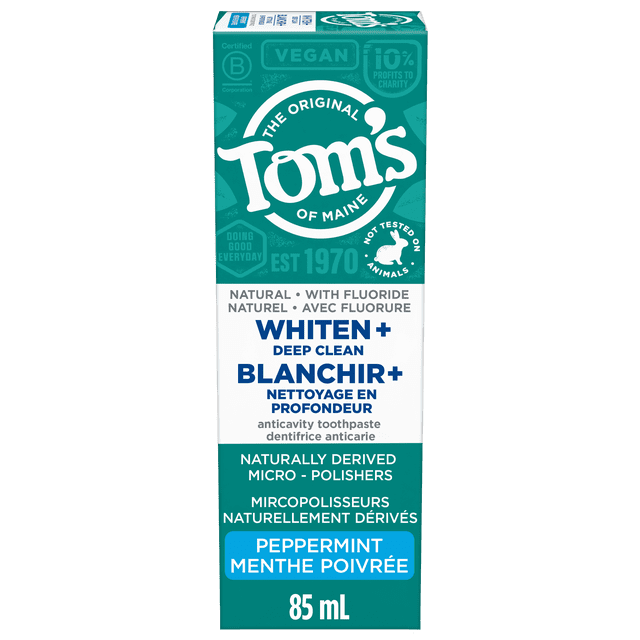 Tom’s of Maine Whiten Plus Deep Clean Whitening Toothpaste, Peppermint, 113 g