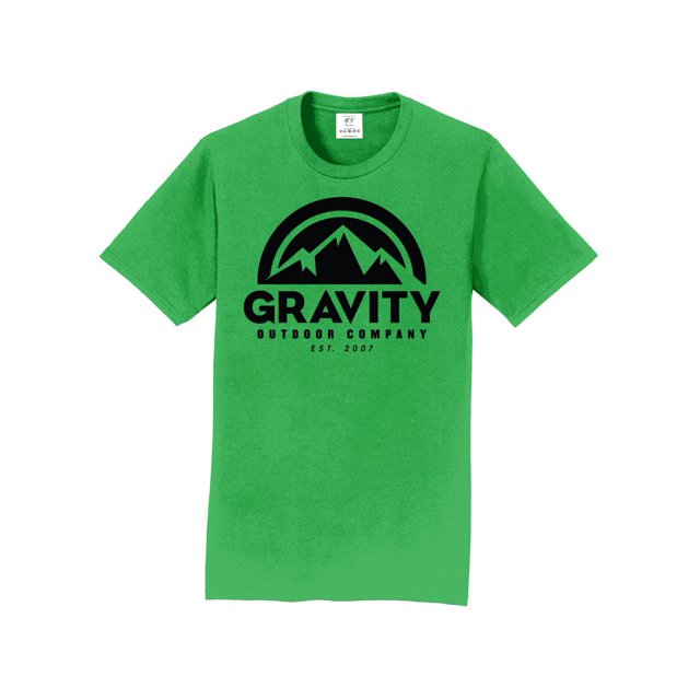 Gravity Outdoor Co. T-Shirt à Manches Courtes - Vert Pro - Logo Noir - TG