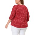 thumbnail image 3 of Agnes Orinda Women's Plus Size Tops Work Round Neck Ruffle Chiffon Blouse Office Top 4X Red White, 3 of 6