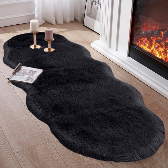 Lisbinx 55In Extra Large Plush Bedroom Rug | Soft Velvet Fleece Carpet | Water Absorbent & Non-Slip Backing | Washable Modern Runner for Living Room & Bathroom