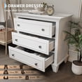thumbnail image 4 of Commode à 3 Tiroirs, Coffre de Rangement en Bois avec Poignées en Métal Exquises, Petite Armoire de Rangement, Commode au Design Moderne pour Chambre, Salon, Couloir, Entrée, Blanc, 4 of 7