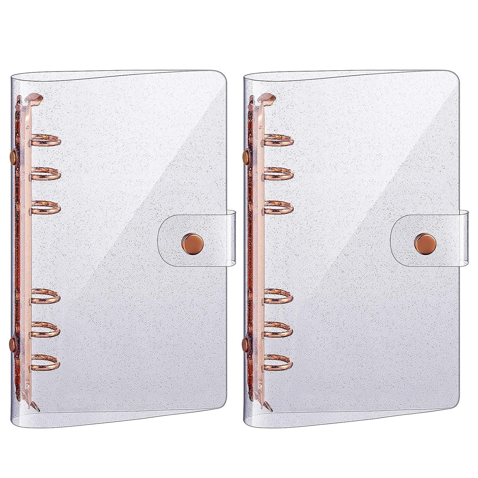 Jinsinto 2-Ring Clear Binder Covers, Personal A6 Transparent PVC Binder Cover Notebook Shell Round Ring Binder Cover, Refillable Loose Leaf Journal