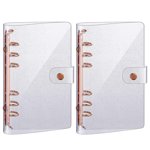 Jinsinto 2-Ring Clear Binder Covers, Personal A6 Transparent PVC Binder Cover Notebook Shell Round Ring Binder Cover, Refillable Loose Leaf Journal