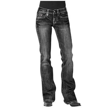 Pisexur Plus Size Jeans for Women, Relaxed Fit Straight Leg Jeans Curvy Bootcut Mid-Rise Stretch Button Straight Full Length Juniors Jeans