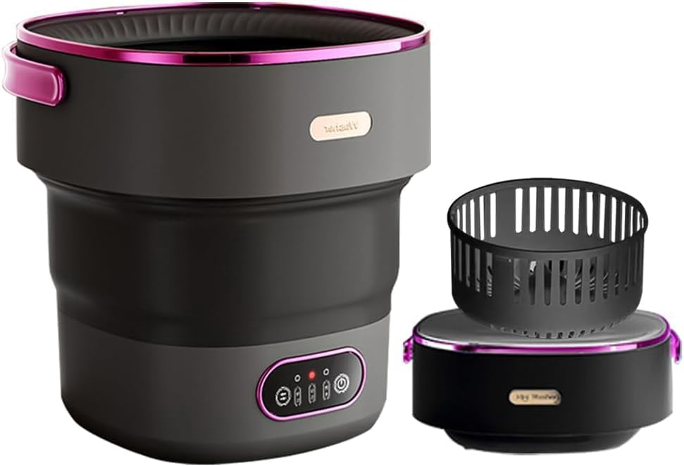 Mini Portable Washing Machine and Dryer, Mini Washer 13L Portable Washing Machine Fully Automatic 3 Cleaning Modes Collapsible Camping Washer for Dorm Travel Black