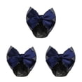 thumbnail image 4 of VONKY Cloth Easy To Wear Professional Hair Plate Mesh Pocket Bow Hair Net Snood Net Bow Work Hair Clips Thick Stripes- Blue 3Set, 4 of 6