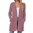 thumbnail image 1 of Yuyuzo Cardigan for Women 2025 Fall Ribbed Knit Sweater Open Front Long Sleeve Outwear with Pockets, 1 of 6