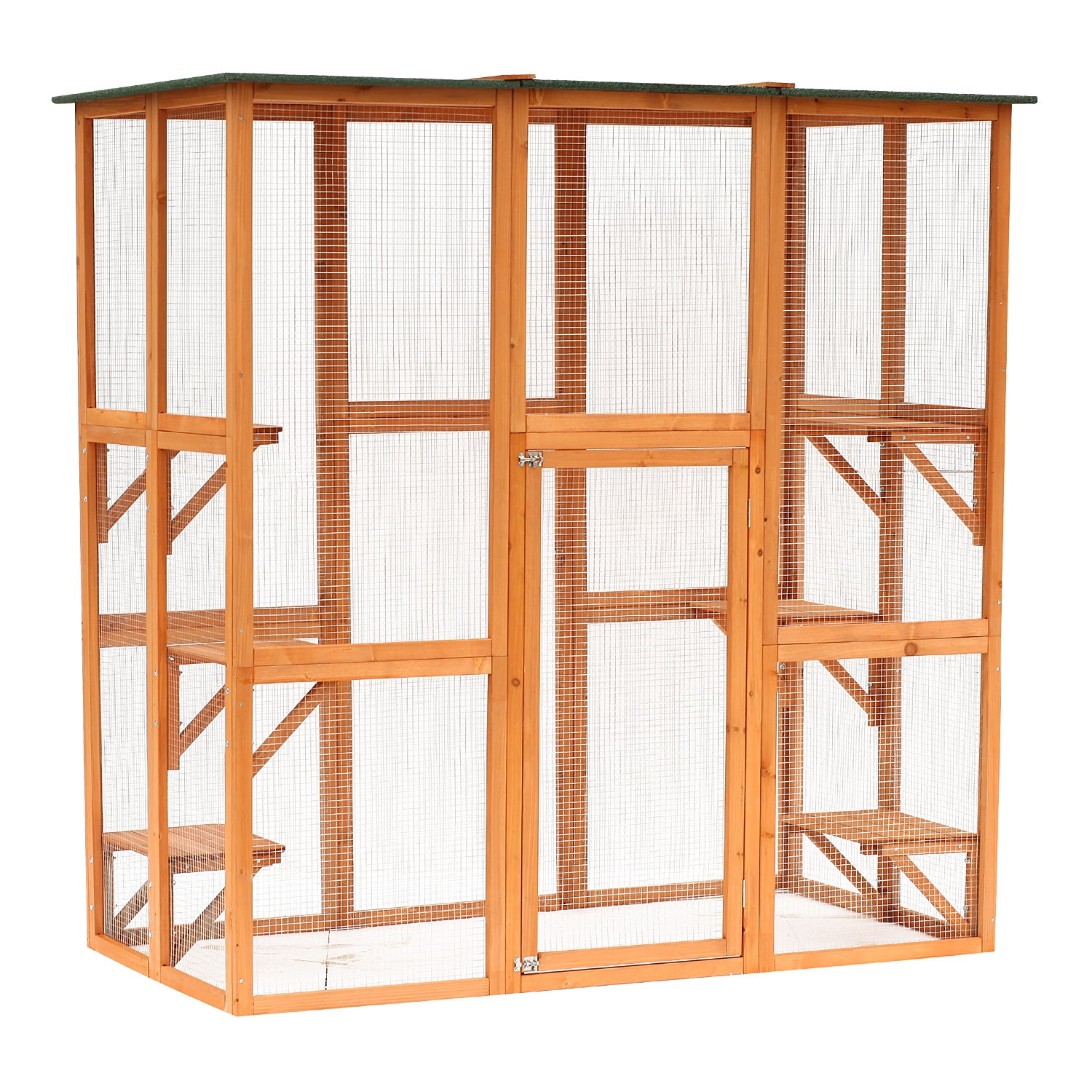 PawHut Large Wooden Outdoor Cat Enclosure Cage Orange