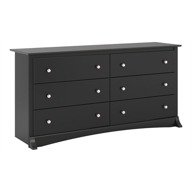 Prepac Sonoma Commode à 6 Tiroirs de 59 Po en Bois d'Ingénierie, Noire